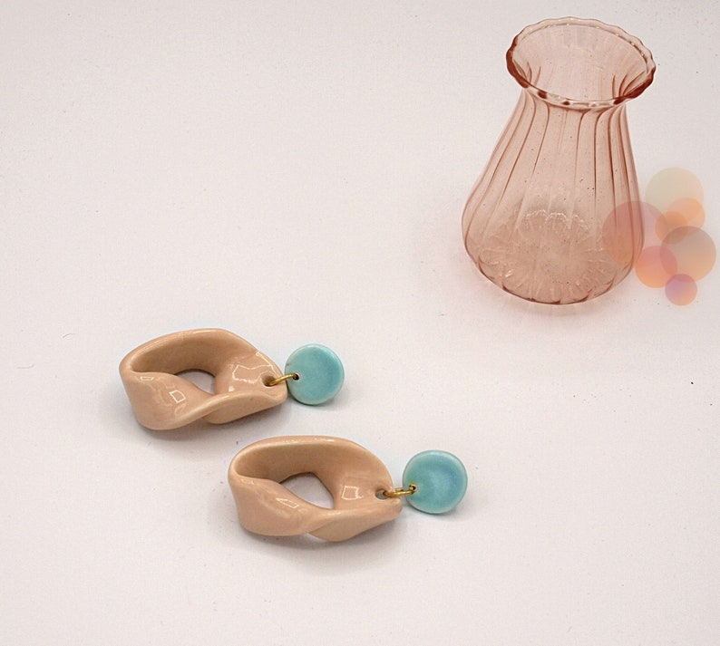 Modern ceramic earrings large earrings summer earrings. rosewood earrings ceramic jewellery