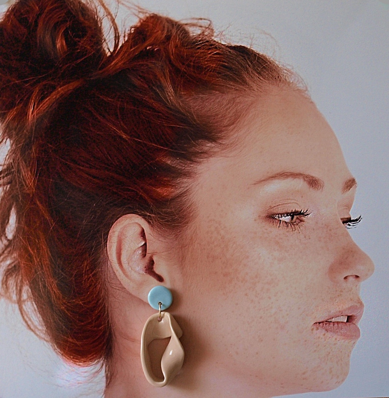 Modern ceramic earrings large earrings summer earrings. rosewood earrings ceramic jewellery