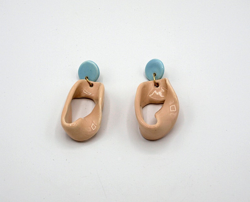 Modern ceramic earrings large earrings summer earrings. rosewood earrings ceramic jewellery