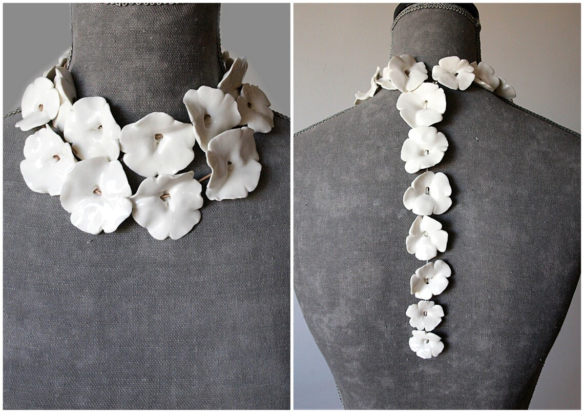 Flower Necklace for Brides Wedding Flower Necklace ceramic Etsy