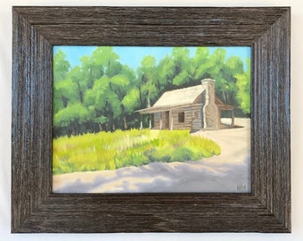 Wood Family Cabin, Atlanta History Center, Georgia, Log Cabin, landscape, framed art