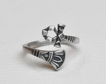 Sterling silver ankh ring, Egyptian cross statement ring mens womens jewellery gift by Dark Edge Jewellery