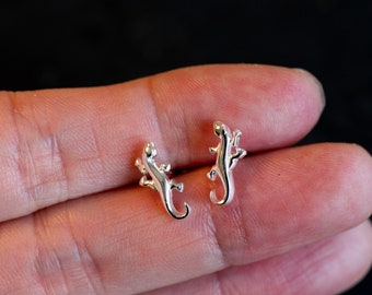 Boucles d'oreilles Gecko lézard en argent sterling brillant pour femme et homme