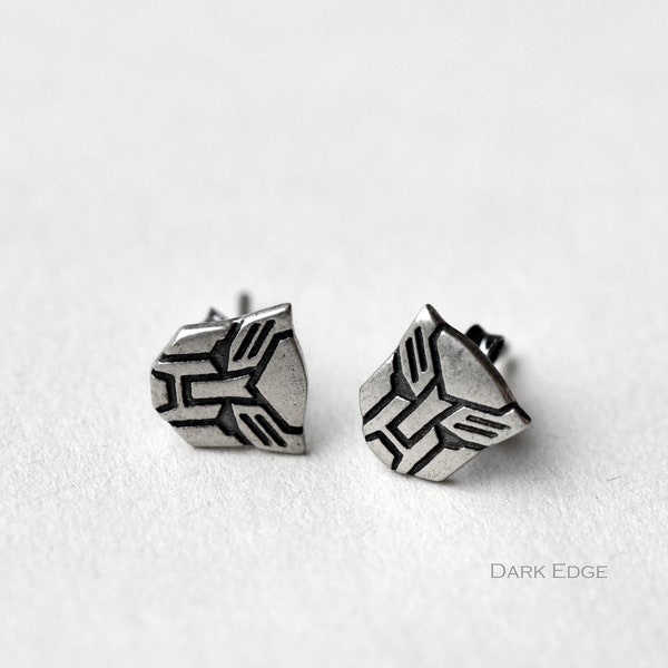 925 sterling silver transformer earrings transformer autobots earrings mens Gothic jewellery gift by Dark Edge Jewellery