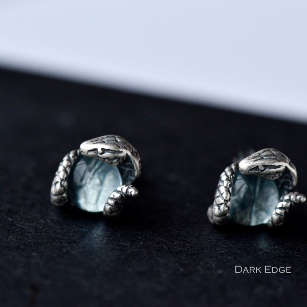 Sterling silver snake earrings womens mens stud earrings  jewellery gift by Dark Edge Jewellery