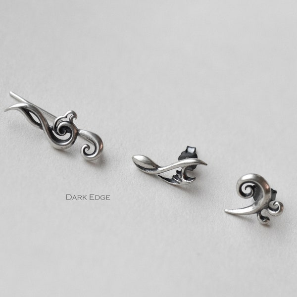 925 sterling silver music notes symbol earrings treble clef ear climber bass clef earrings quaver earrings 1 single piece by Dark Edge