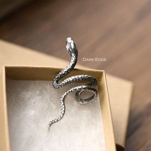 925 sterling silver snake ear cuff snake ear wrap earring one single piece non pierced vintage style by Dark Edge