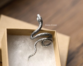 925 sterling silver snake ear cuff snake ear wrap earring one single piece non pierced vintage style by Dark Edge