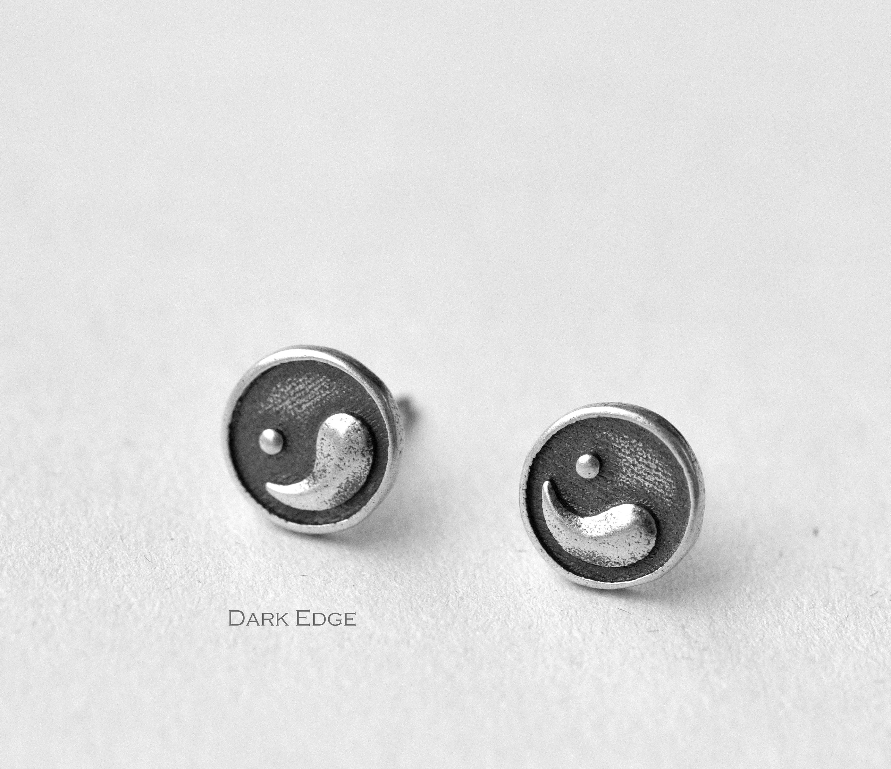 925 sterling silver Yin Yang earrings stud circle earrings Etsy
