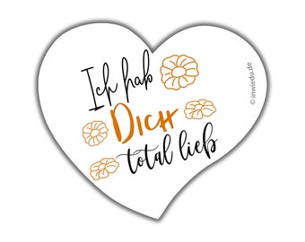 Magnet-Sticker Herz Ich hab Dich total lieb Magnetfolie Geschenk Kühlschrank Magnet Magnete Whiteboard Paar Freundschaft