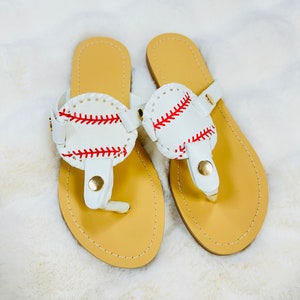Leather Baseball Flip Flops Etsy