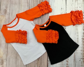 Ruffle Icing Raglan Shirts - Kid's Clothing - Girl's Clothes - t shirts - Halloween clothes - White t shirt - Black t shirt - ruffle