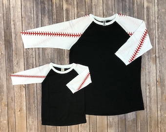 Baseball Raglan Shirt Unisex Matching Sports Adult And Kids Print Outdoor Casual Tee