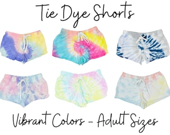 Tie Dye Adult Shorts | Summer Shorts | Tie Dye Summer Loungewear | Beachwear |  Rainbow colors
