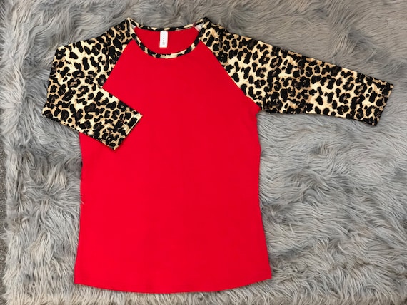 Mommy Adult Red Cheetah Print Raglan T 
