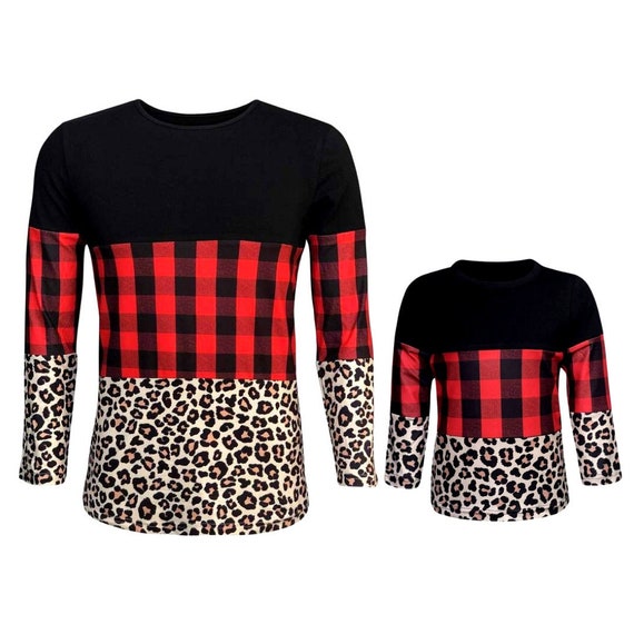 mommy and me red and black plaid shirt