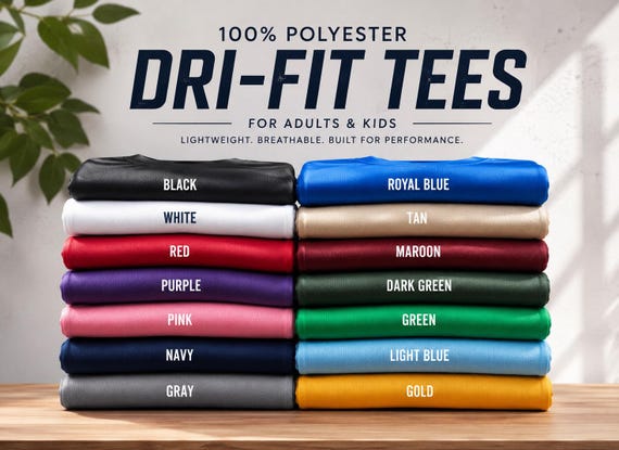 Adult & Youth Dri-Fit Shirts | 100% Polyester Performance Tee | Moisture Wicking Athletic Shirt | Custom Team Shirts