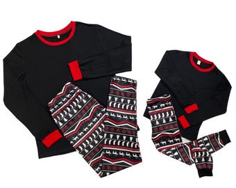 Christmas Black & Red Printed Family Pajama Sets Kids and Adult