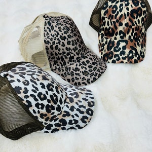 Cheetah Pony Tail Hat | Cheetah Print | Baseball Mesh Ponytail Cap