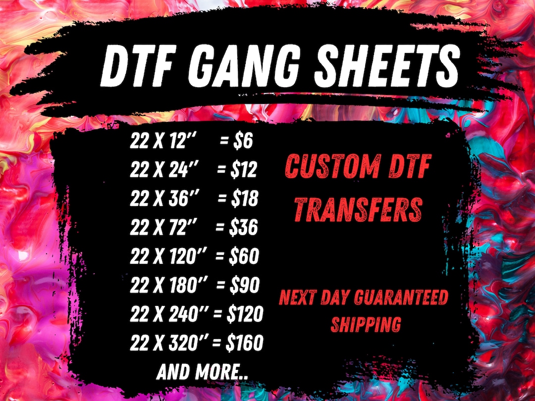 Gang Sheet DTF Custom | Full Color DTF | Custom DTF Transfers | Bulk ...