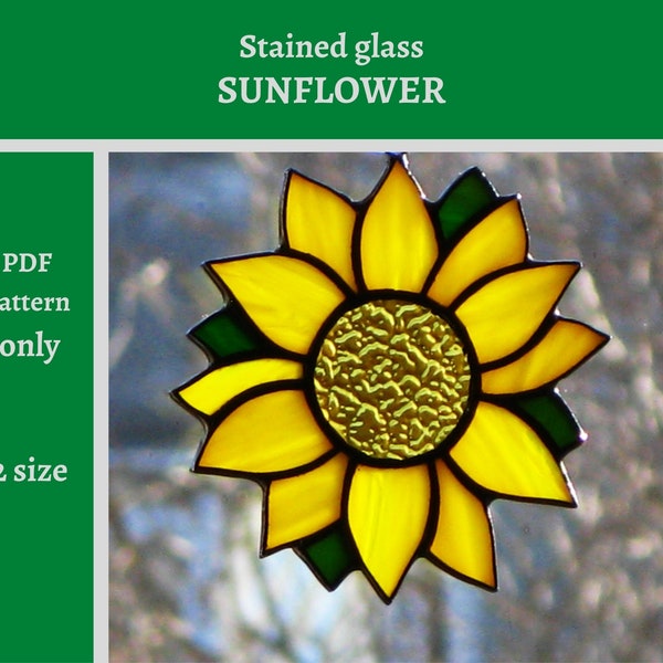DIGITAL DOWNLOAD Pattern stained glass sunflower Suncatcher pattern PDF