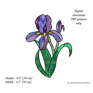 Iris stained glass pattern Digital download Suncatcher flower Pattern for beginner