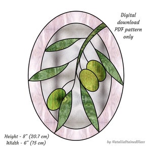 Olive Branch Stained Glass Pattern, Digital download, Plant DIY Suncatcher Home Decor