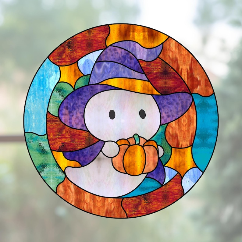 Copy Monster Pattern Glass Halloween Ghost Stained Glass Pattern, Commercial License, Pumpkin DIY ...