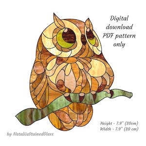 Owl Stained Glass Pattern, Digital Download PDF, DIY Suncatcher