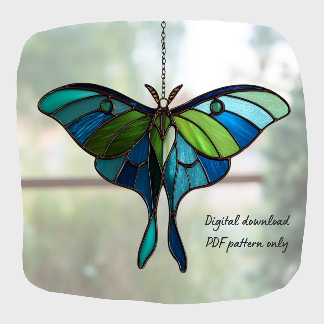 Luna Moth Stained Glass Pattern, Digital Download, Suncatcher Decor - Etsy