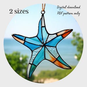 Stained glass pattern sea starfish Ocean stained glass pattern Digital download pattern DIY suncatcher for home decor