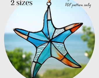 Sea Starfish Stained Glass Pattern, Ocean Suncatcher (Digital Download)
