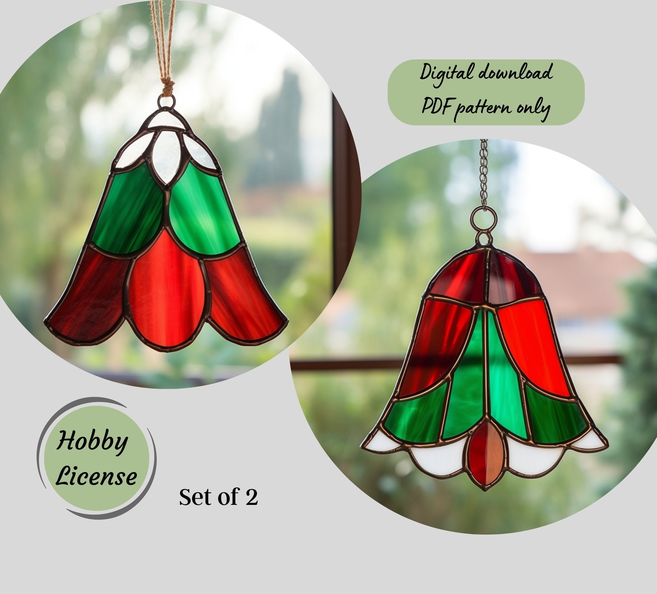 Stained Glass Christmas Bell, Christmas Bell, Bell for Christmas Tree  Ornament Accessory, Bell Suncatcher, Christmas Gift, Christmas Decor 