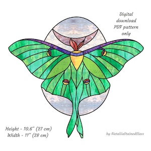 Luna moth stained glass pattern Digital download  DIY stained glass home decor