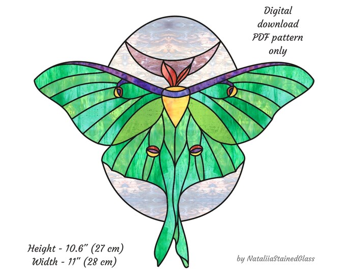 Luna Moth Stained Glass Pattern PDF, PNG Digital File - Etsy Canada