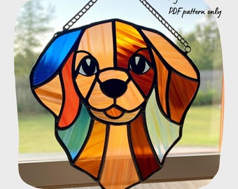 Dog Stained Glass Pattern, Suncatcher Home Decor (Digital Download)