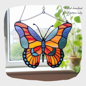 Butterfly Stained Glass Pattern Digital Download Pattern DIY Suncatcher for Home Decor