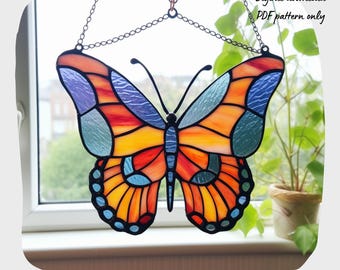 Butterfly Stained Glass Pattern Digital Download Pattern DIY Suncatcher for Home Decor