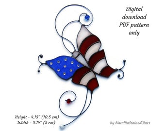 Modèle de vitrail papillon motif de vitrail patriotique modèle de téléchargement numérique bricolage Suncatcher pour la décoration intérieure