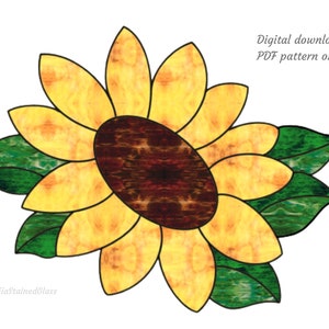 Sunflower Stained Glass Pattern, Digital Download, Flower Suncatcher Home Decor