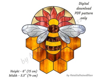 Bienenwabe Glasmalerei-Muster, DIY Suncatcher (PDF-Muster)
