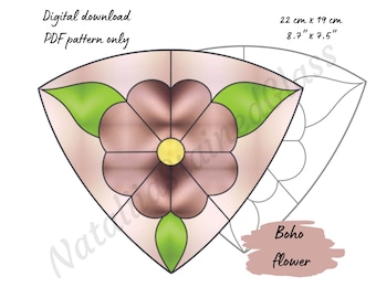 Mönster för blomfärgat glas, digital nedladdning i PDF-format, gör-det-själv-solfångare