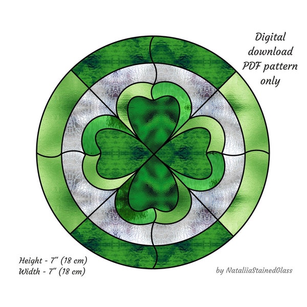 Shamrock stained glass pattern Irish suncatcher Digital download Window hanging St.Patrick’s Day home decor