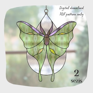 Luna moth Teardrop Stained Glass Pattern, Digital Download, DIY Butterfly Suncatcher Home Decor