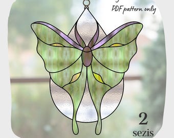 Luna moth Teardrop Stained Glass Pattern, Digital Download, DIY Butterfly Suncatcher Home Decor