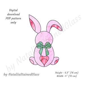 Easter Bunny Stained Glass Pattern Rabbit Stained Glass Pattern Digital Download Pattern DIY Suncatcher Home Decor