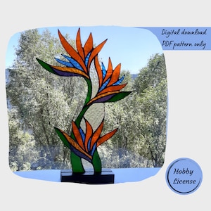 Strelitzia Stained Glass Pattern, Flower Stained Glass Pattern, Digital Download Pattern, DIY Suncatcher Home Decor