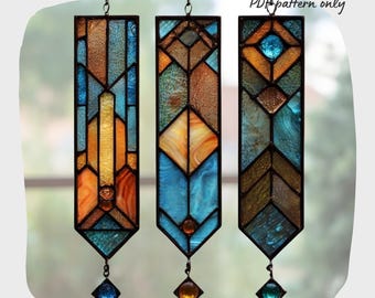 Geometrisch glas-in-loodpatroon, digitale download-pdf, Suncatcher