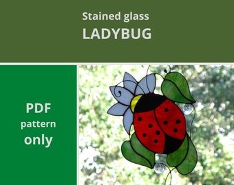 Ladybug stained glass pattern DIGITAL DOWNLOAD Suncatcher window hanging