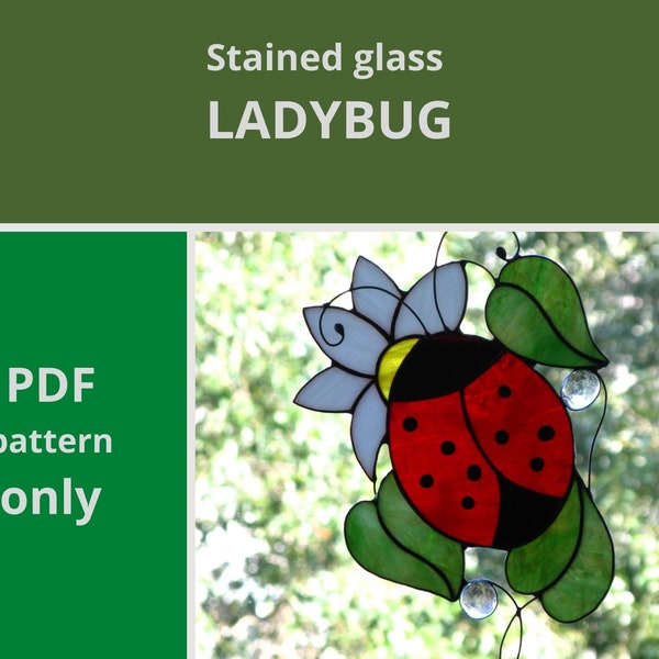 Ladybug stained glass pattern DIGITAL DOWNLOAD Suncatcher window hanging